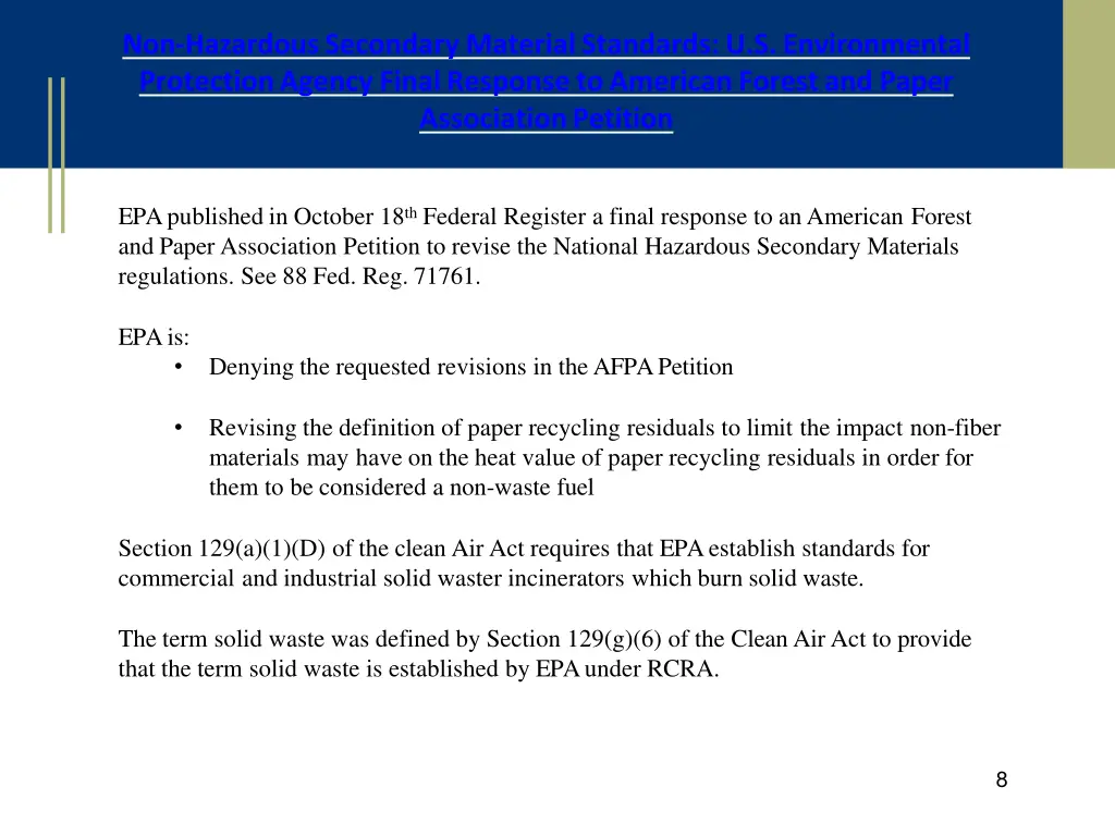 non hazardous secondary material standards