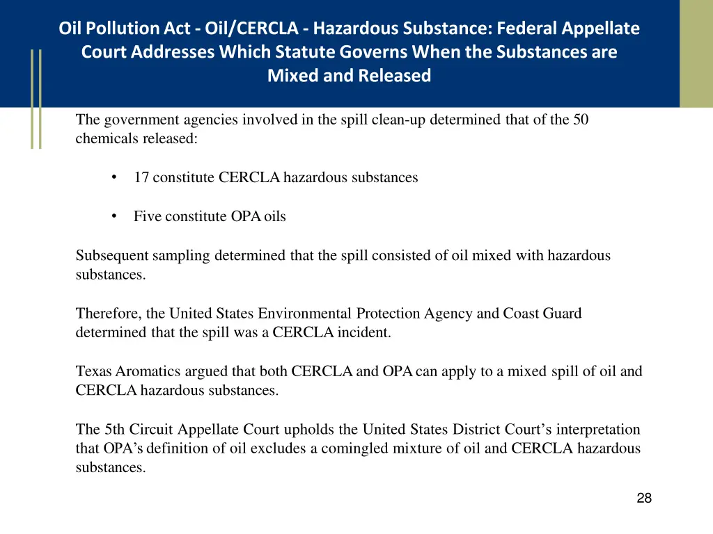 oil pollution act oil cercla hazardous substance 1