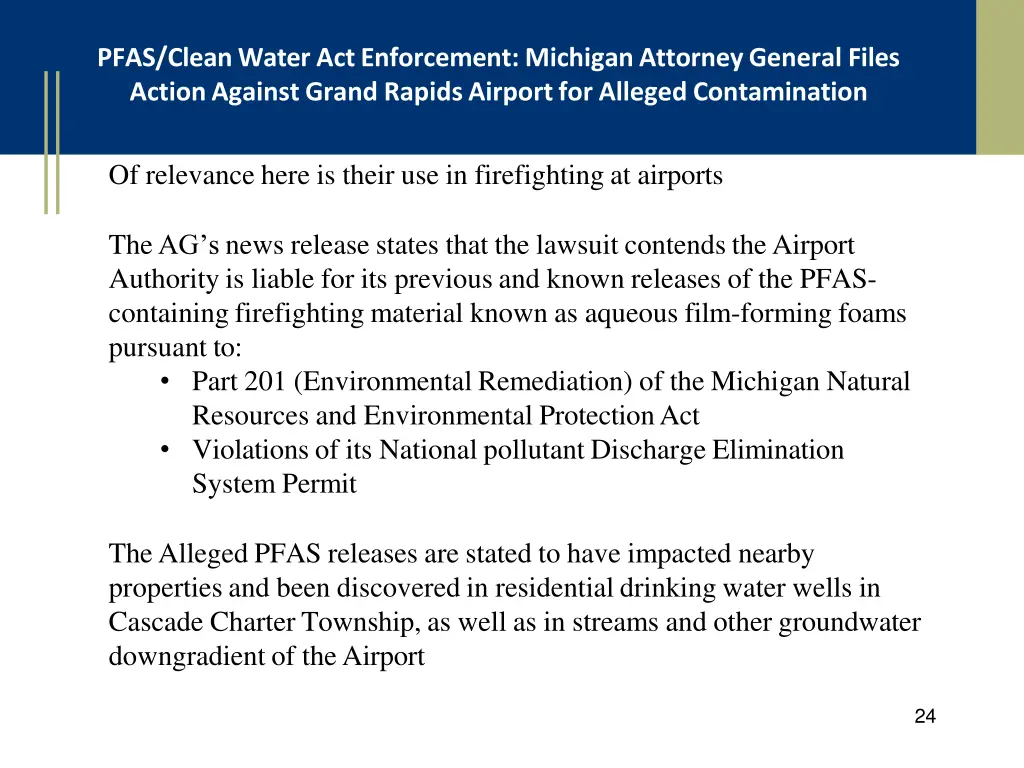 pfas clean water act enforcement michigan 1