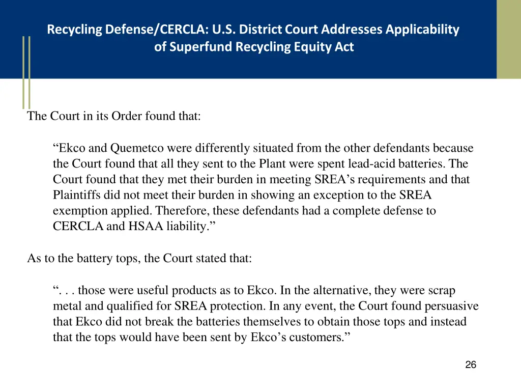 recycling defense cercla u s district court 1