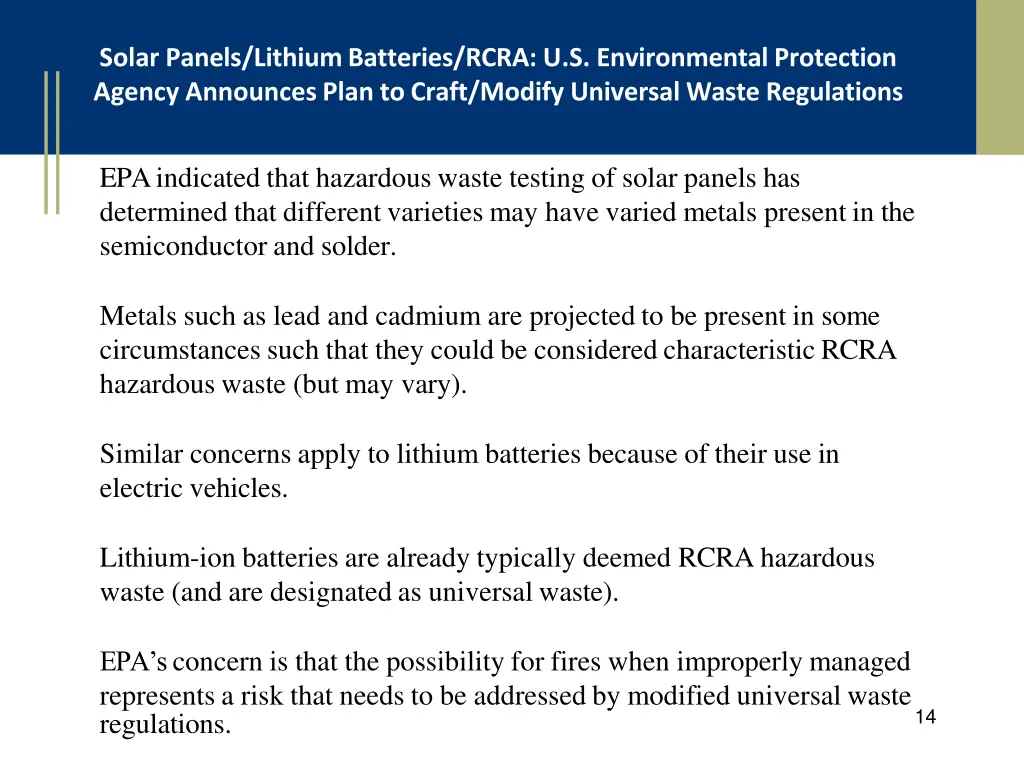 solar panels lithium batteries rcra 1