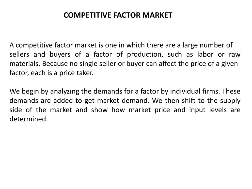 competitive factor market