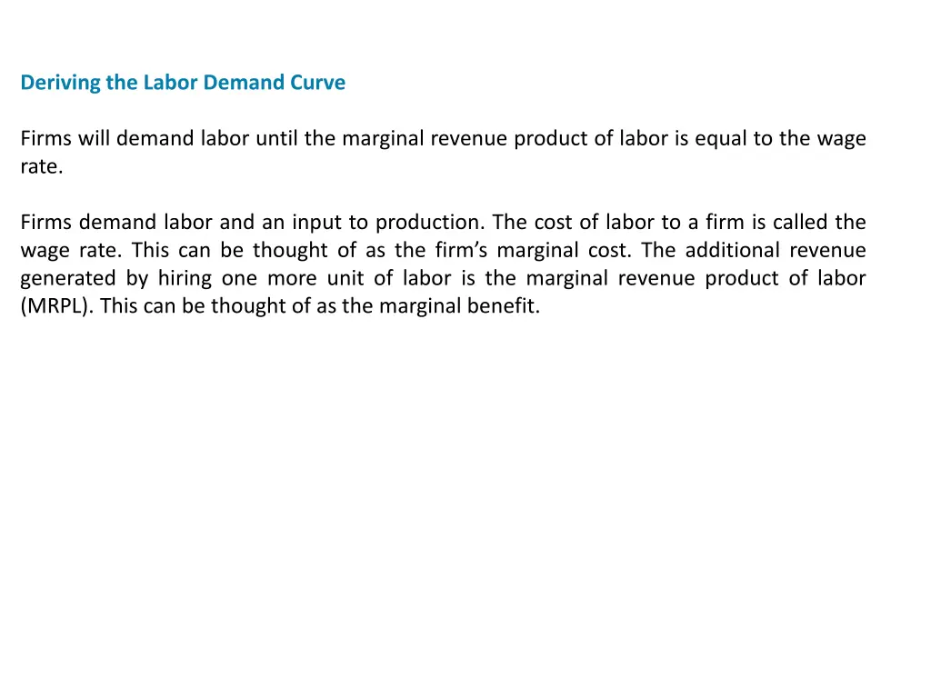 deriving the labor demand curve