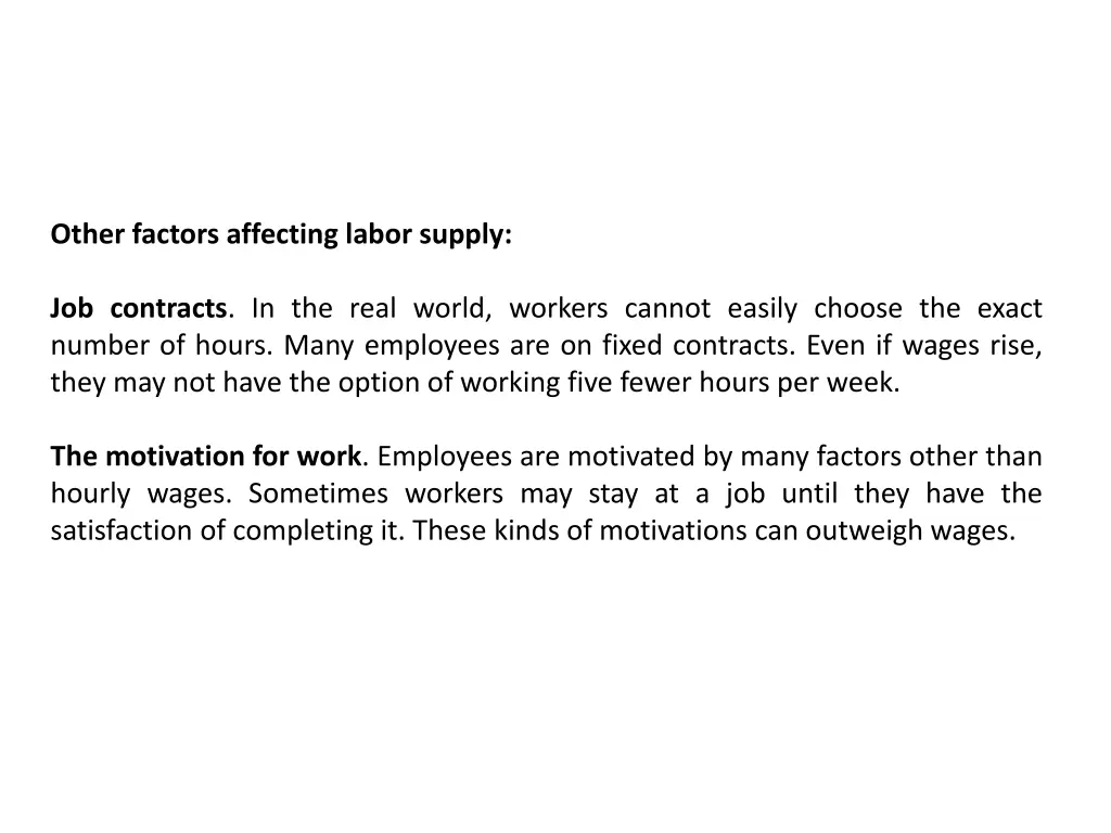 other factors affecting labor supply