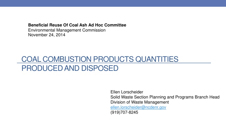 beneficial reuse of coal ash ad hoc committee