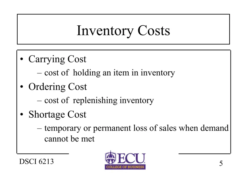 inventory costs