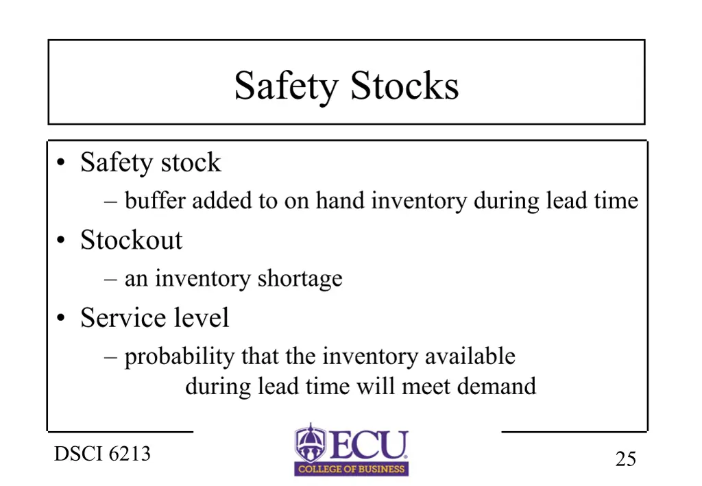 safety stocks