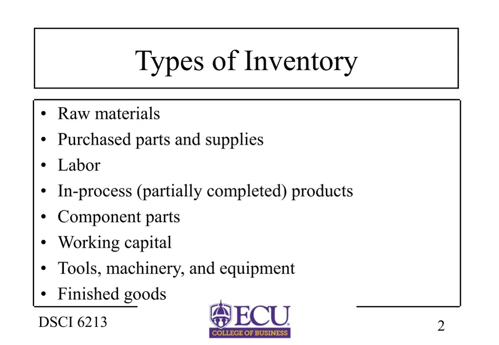 types of inventory