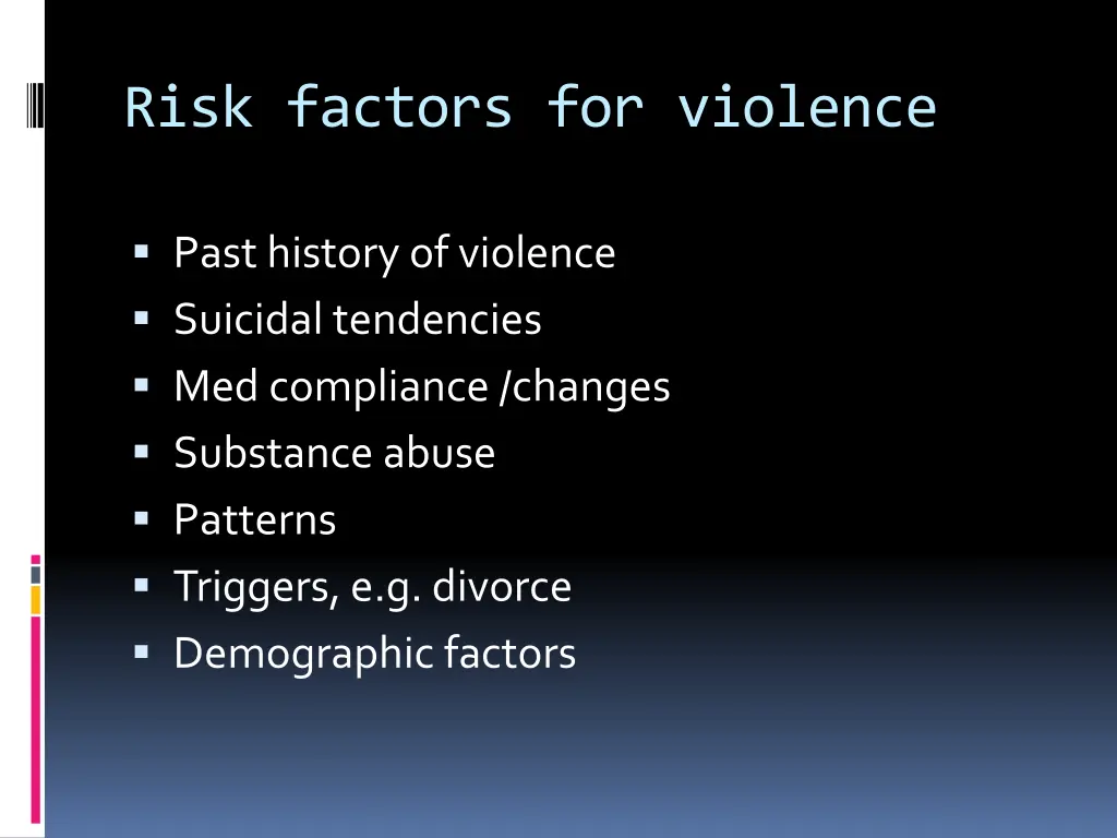 risk factors for violence