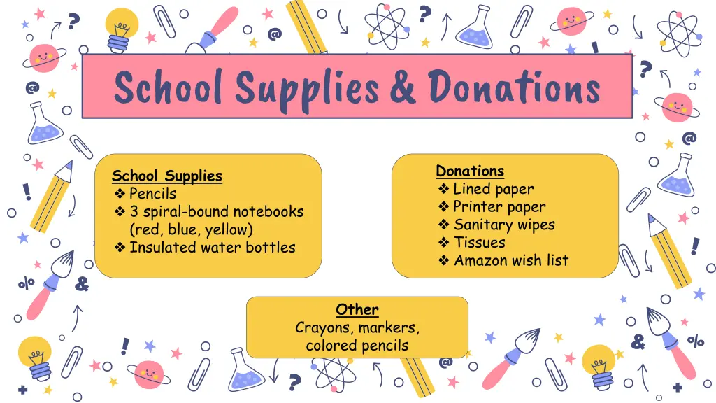 school supplies donations