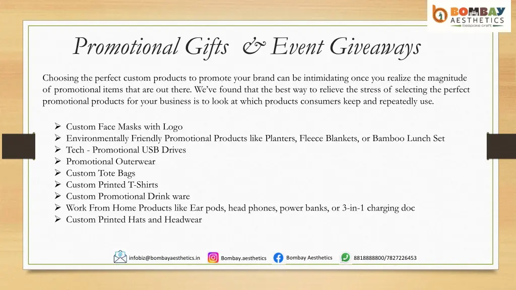 promotional gifts event giveaways