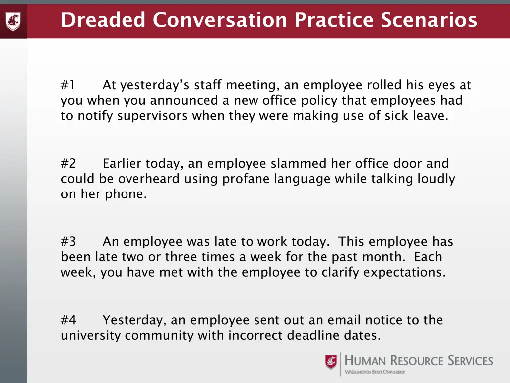 dreaded conversation practice scenarios