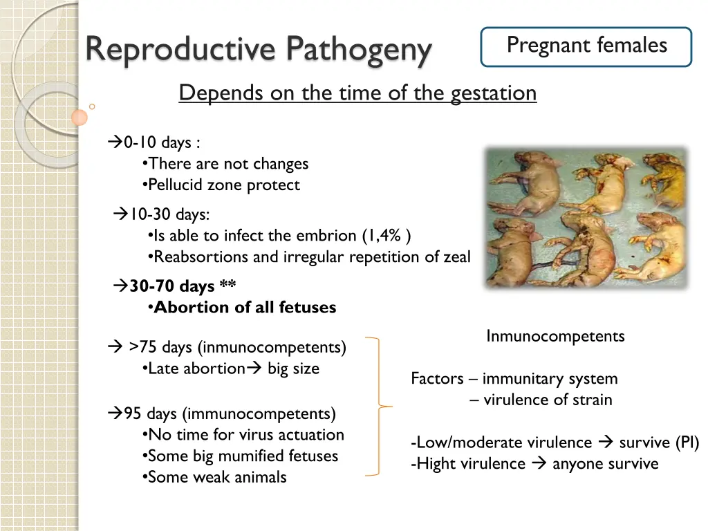 reproductive pathogeny depends on the time