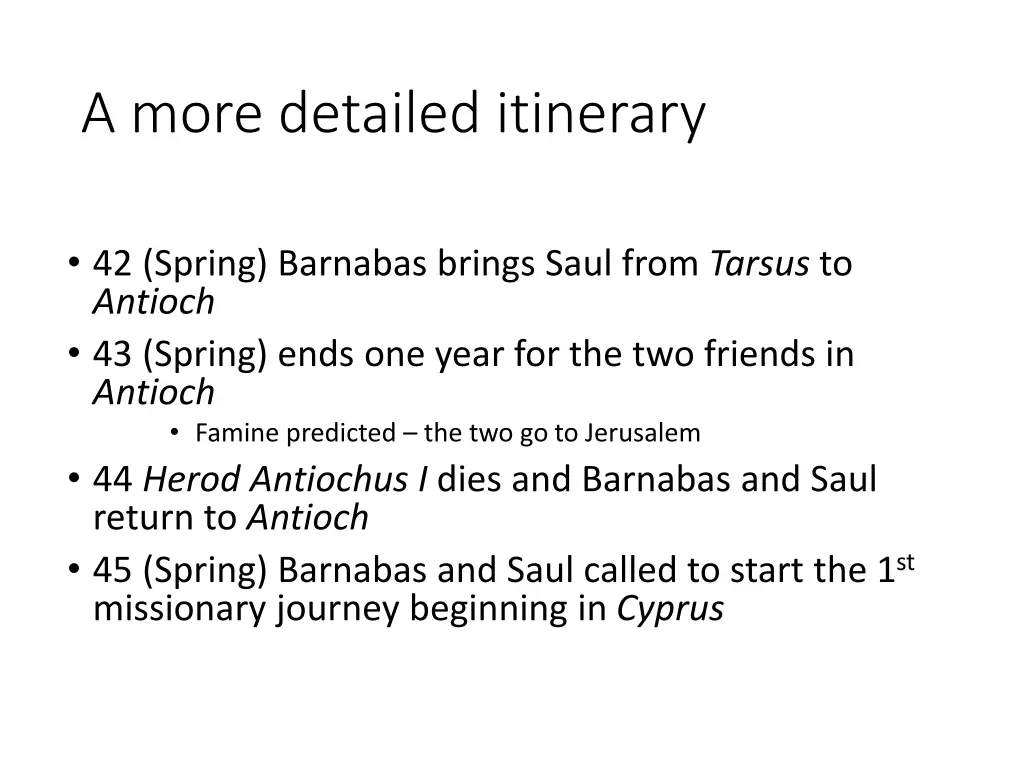 a more detailed itinerary