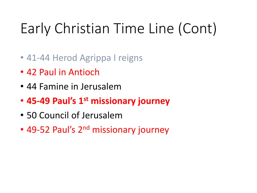 early christian time line cont