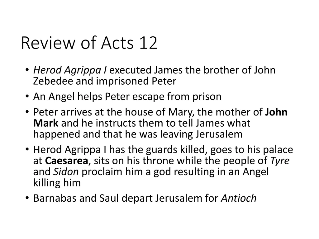 review of acts 12