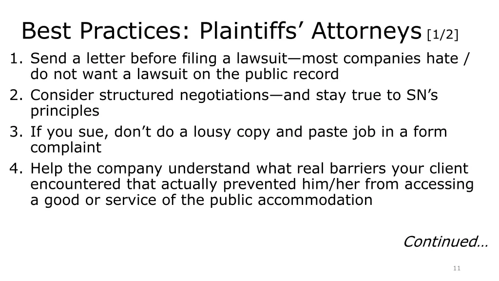 best practices plaintiffs attorneys 1 2 1 send