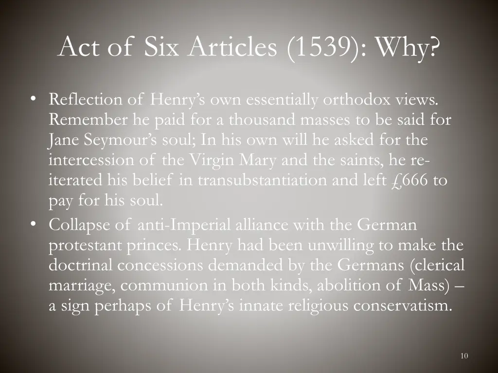 act of six articles 1539 why