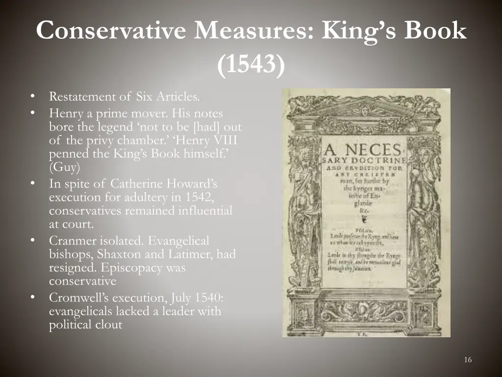 conservative measures king s book 1543