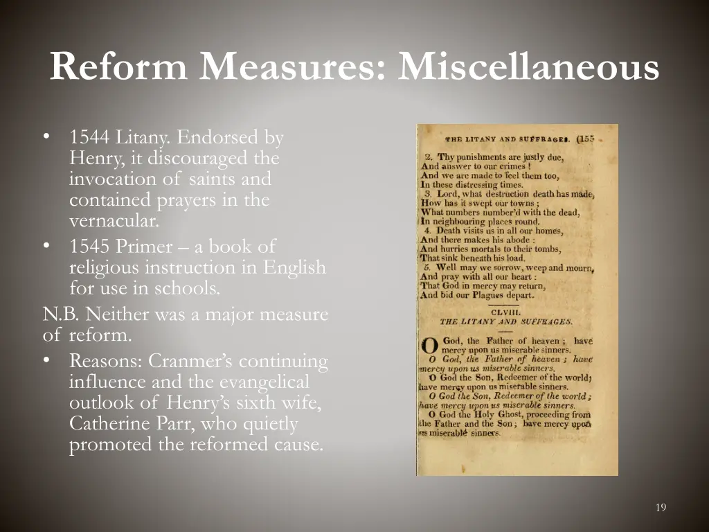 reform measures miscellaneous