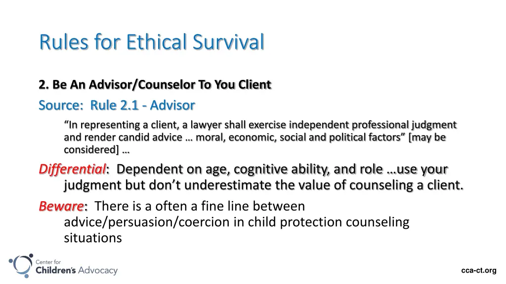 rules for ethical survival