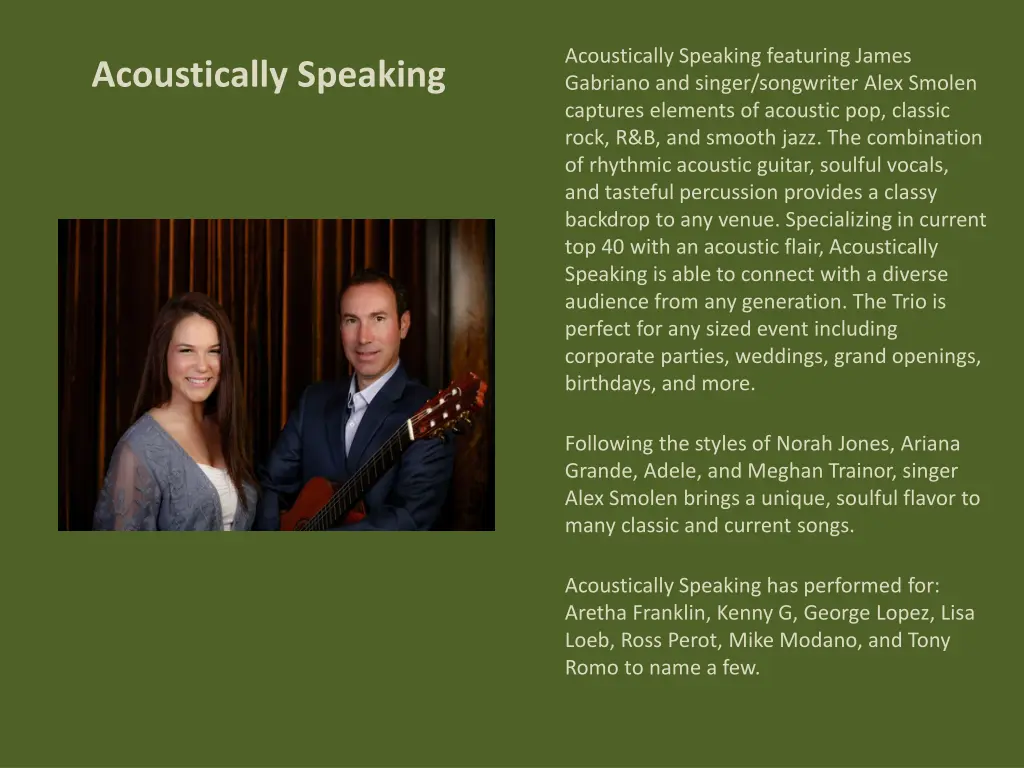 acoustically speaking featuring james gabriano