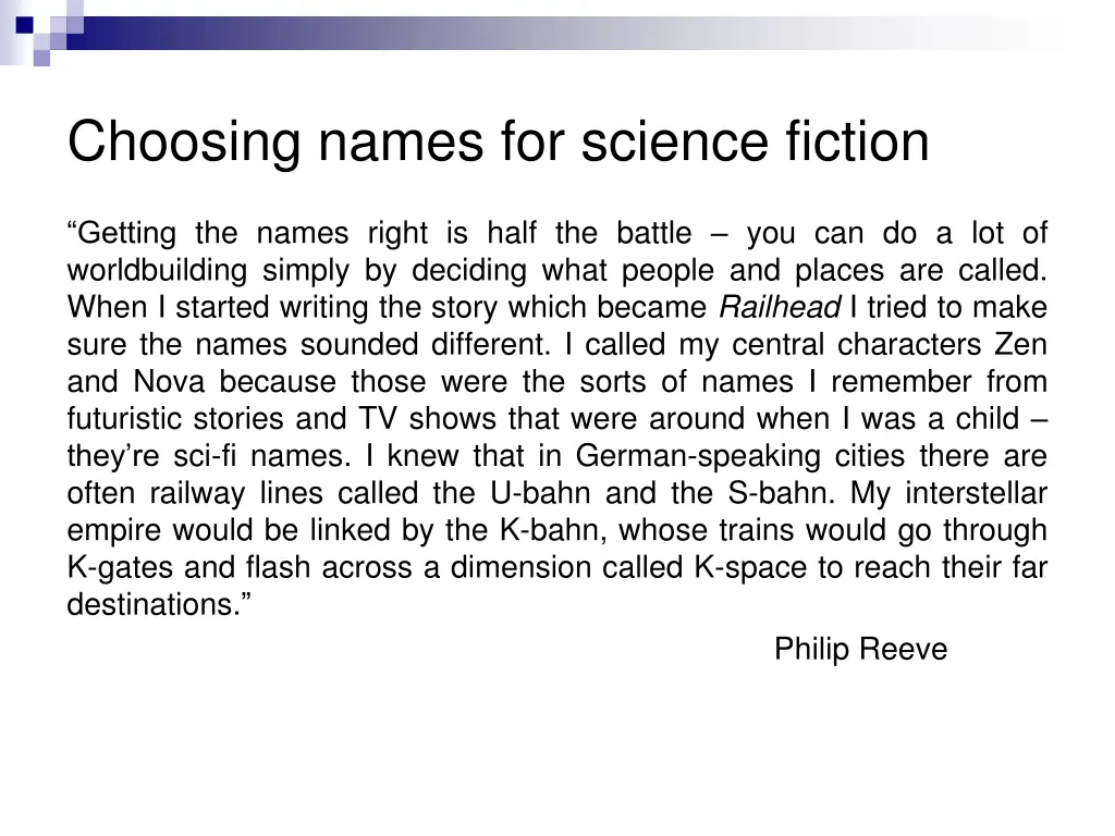 choosing names for science fiction