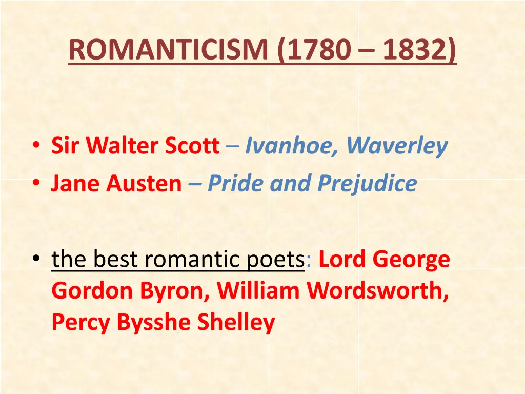 romanticism 1780 1832