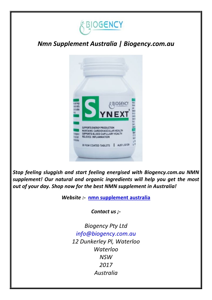 nmn supplement australia biogency com au