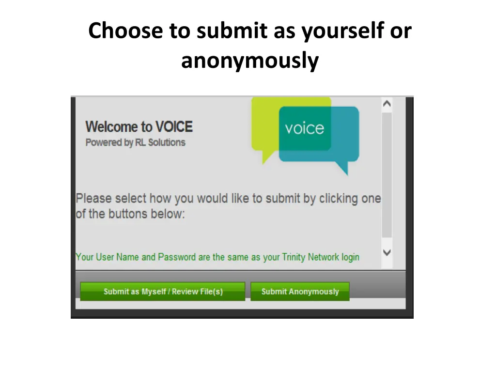 choose to submit as yourself or anonymously