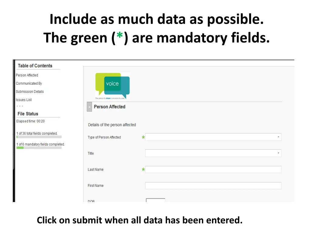 include as much data as possible the green