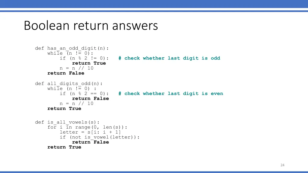 boolean return answers