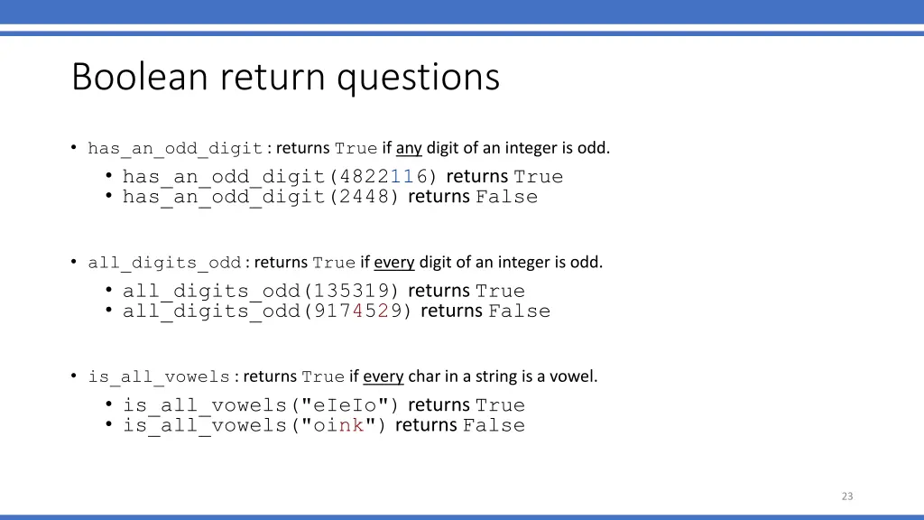 boolean return questions