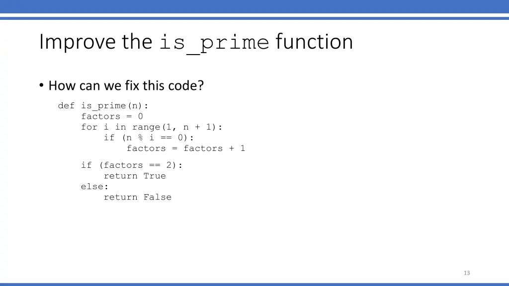 improve the is prime function