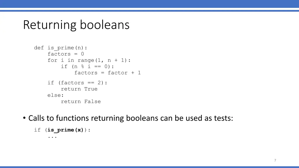 returning booleans