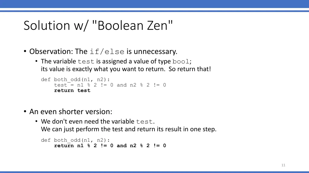 solution w boolean zen