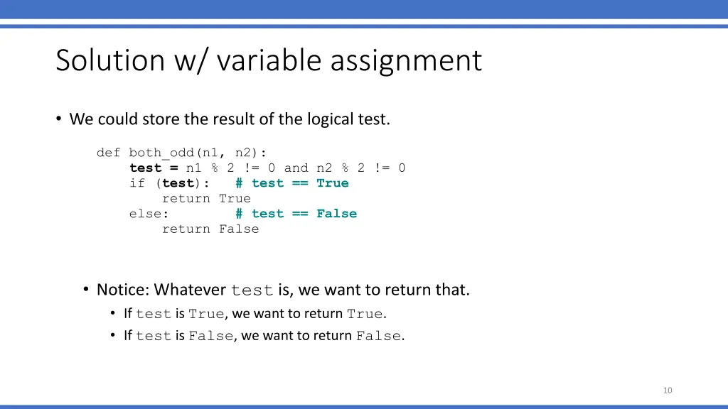 solution w variable assignment