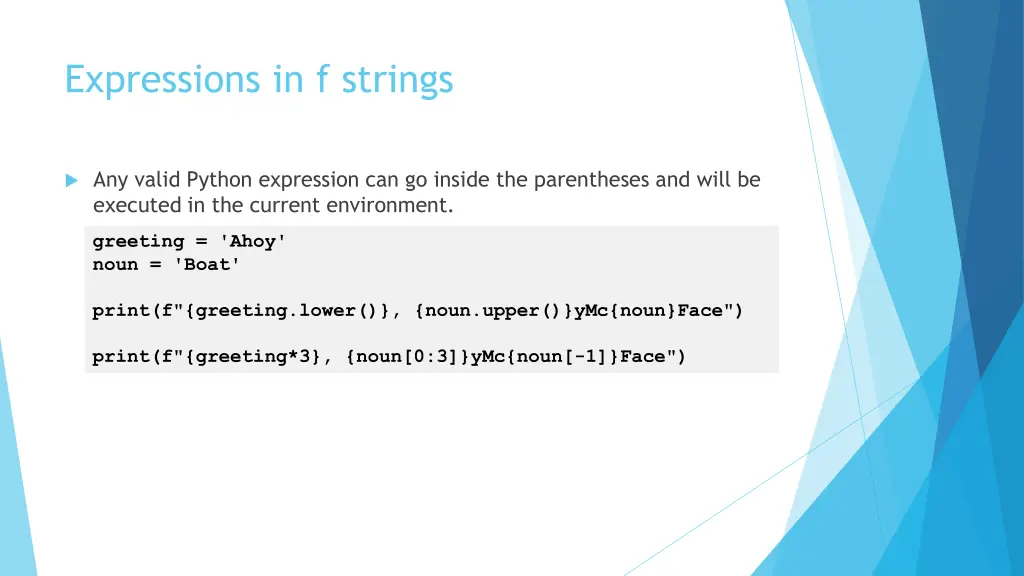 expressions in f strings