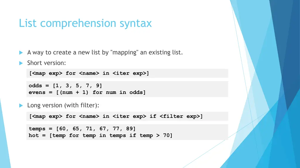 list comprehension syntax