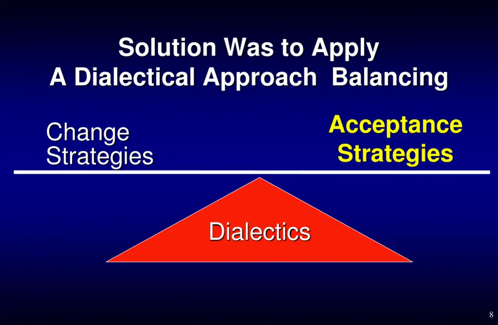 solution was to apply a dialectical approach