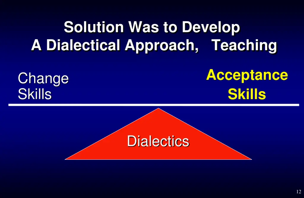 solution was to develop a dialectical approach