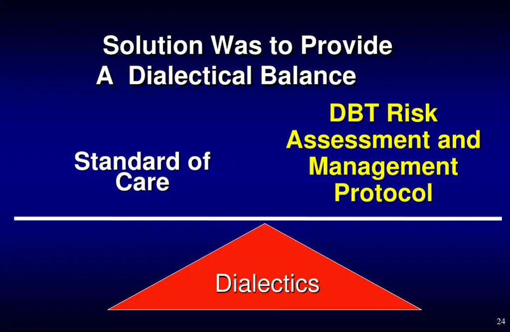 solution was to provide a dialectical balance 1