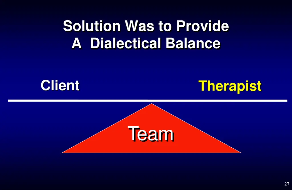 solution was to provide a dialectical balance 2