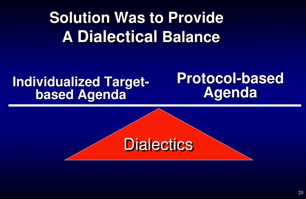 solution was to provide a dialectical balance