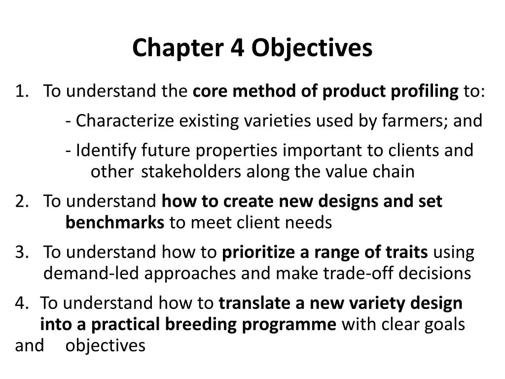 chapter 4 objectives