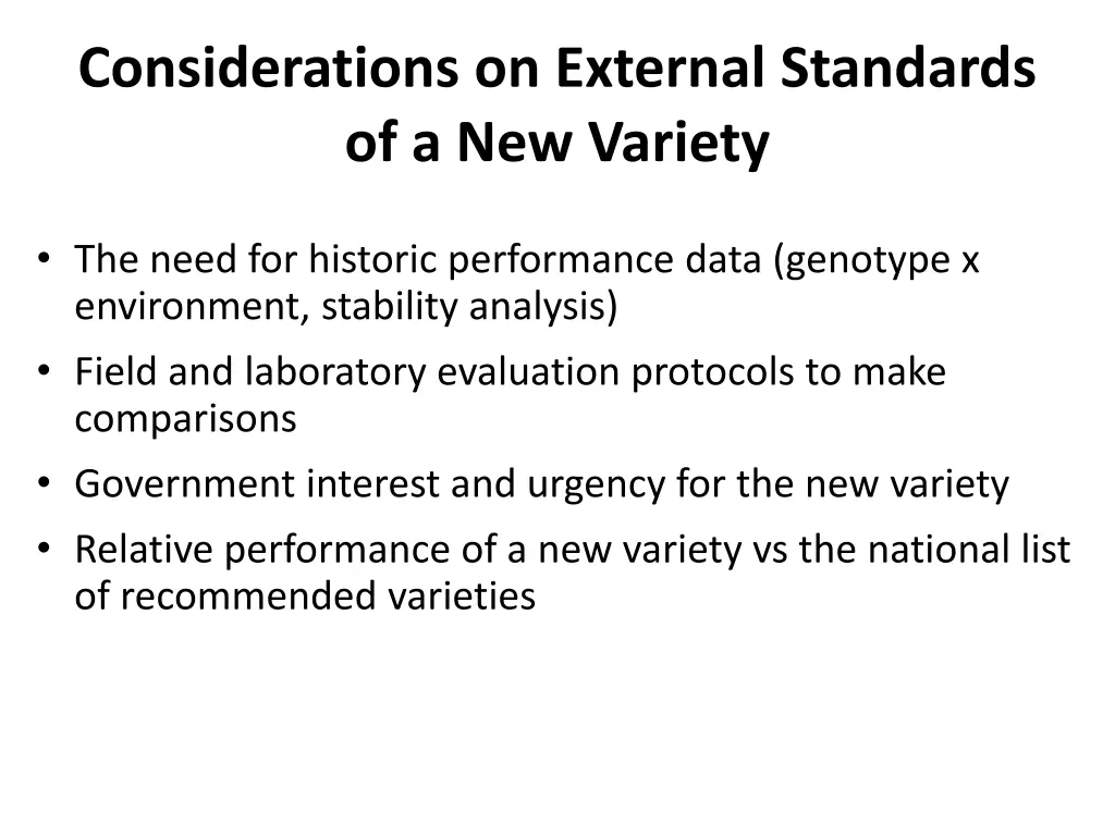 considerations on external standards 1