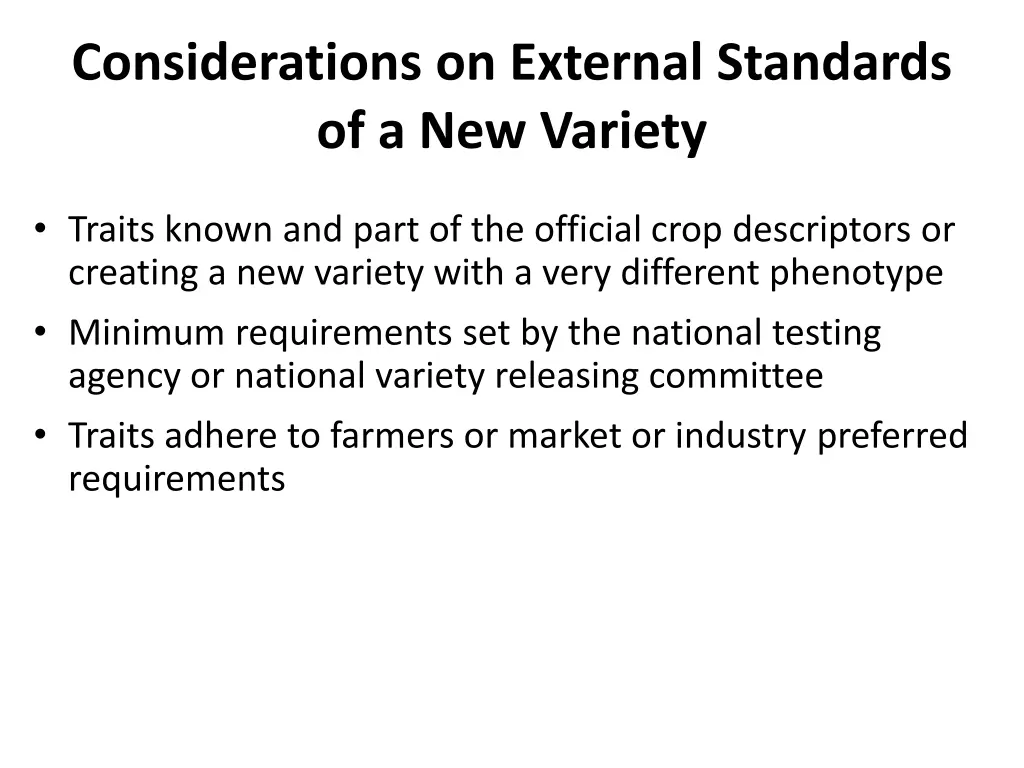 considerations on external standards