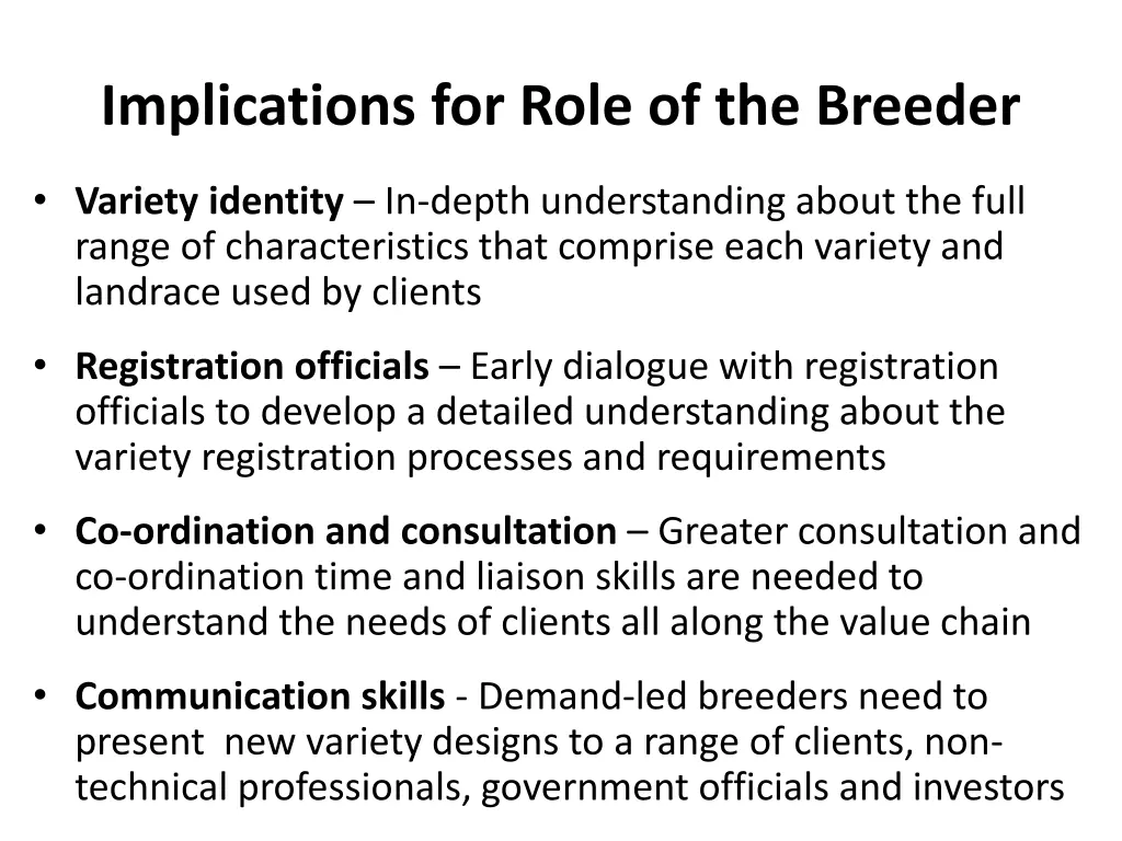 implications for role of the breeder