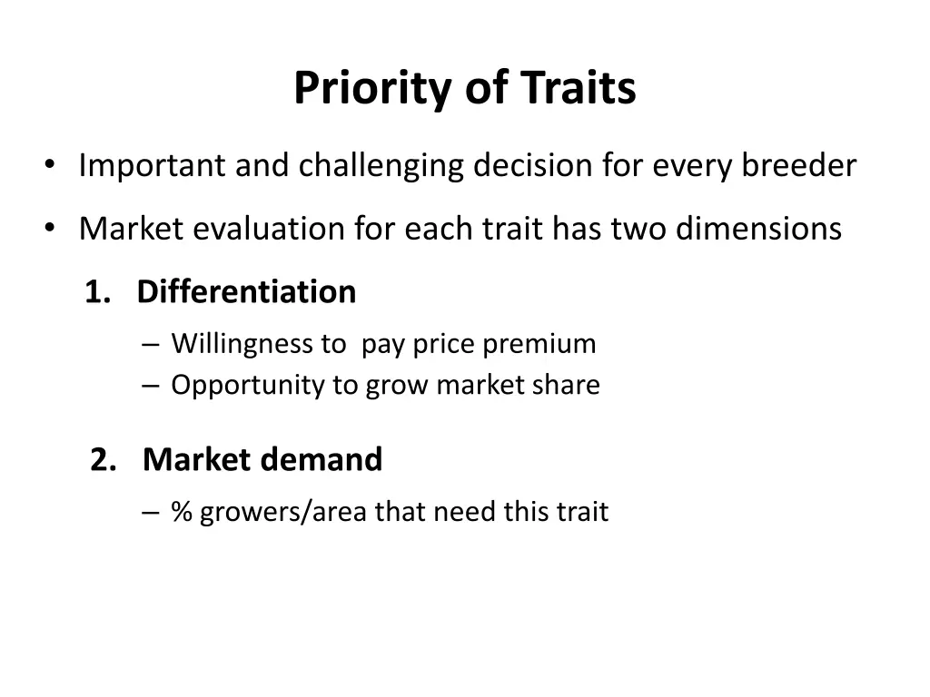 priority of traits