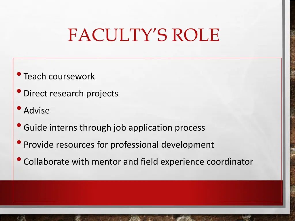 faculty s role